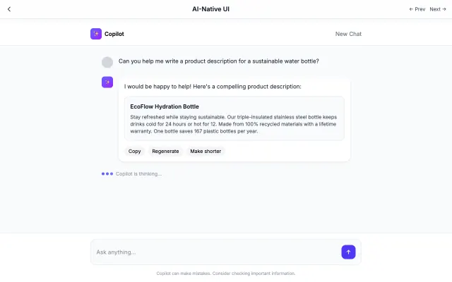 AI-Native UI UI style example