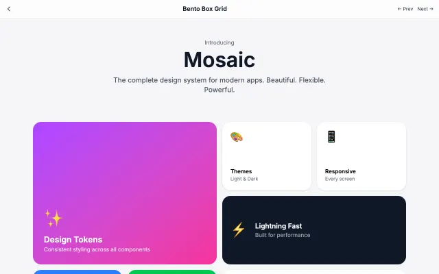 Bento Box Grid UI style example