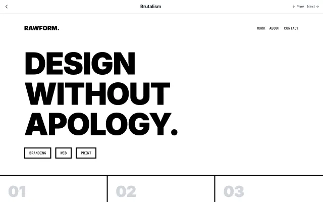Brutalism UI style example