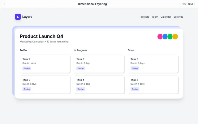 Dimensional Layering UI style example