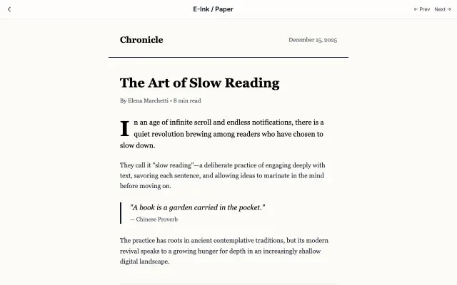 E-Ink / Paper UI style example