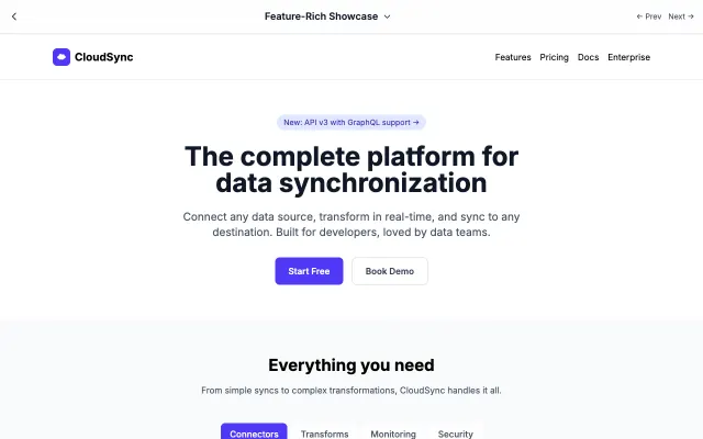 Feature-Rich Showcase UI style example