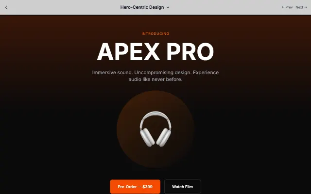 Hero-Centric Design UI style example