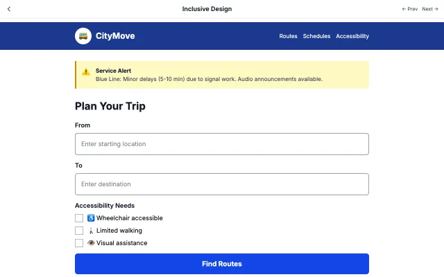 Inclusive Design UI style example