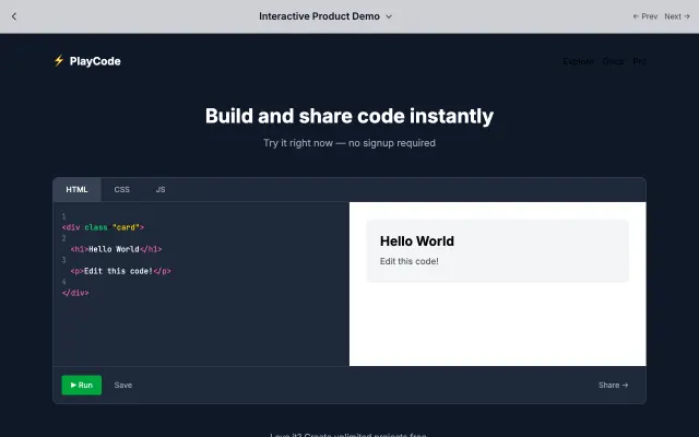 Interactive Product Demo UI style example