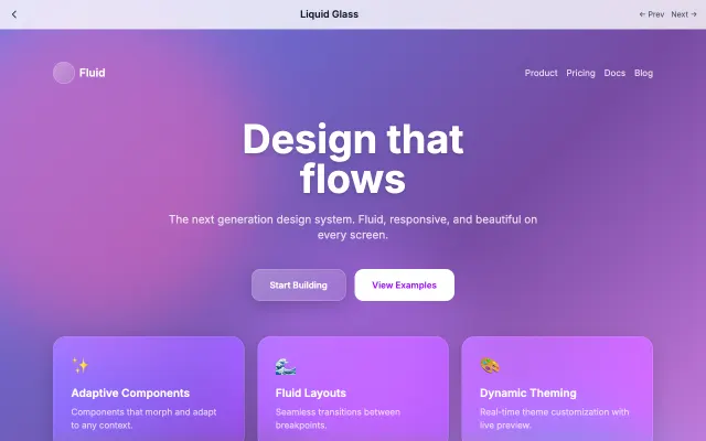 Liquid Glass UI style example