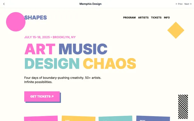 Memphis Design UI style example