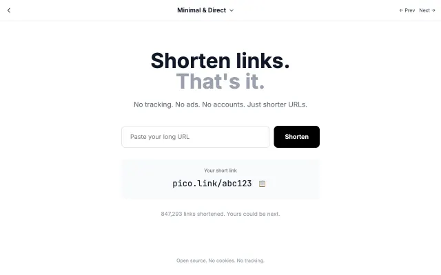 Minimal & Direct UI style example