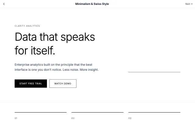 Minimalism & Swiss Style UI style example