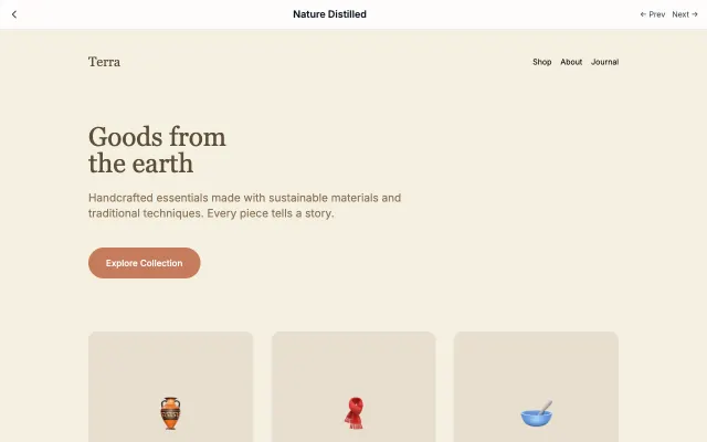 Nature Distilled UI style example
