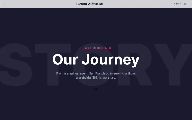 Parallax Storytelling UI style example