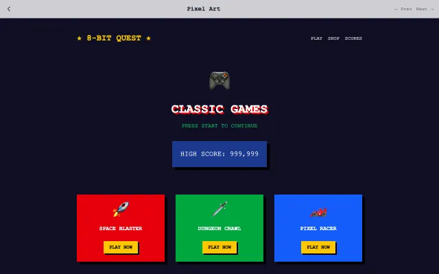 Pixel Art UI style example