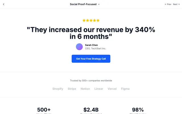 Social Proof-Focused UI style example