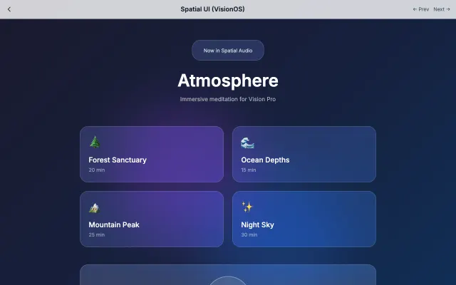 Spatial UI (VisionOS) UI style example