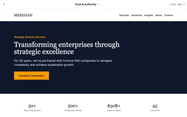 Trust & Authority UI style example