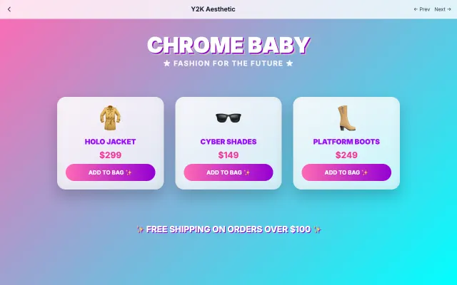 Y2K Aesthetic UI style example